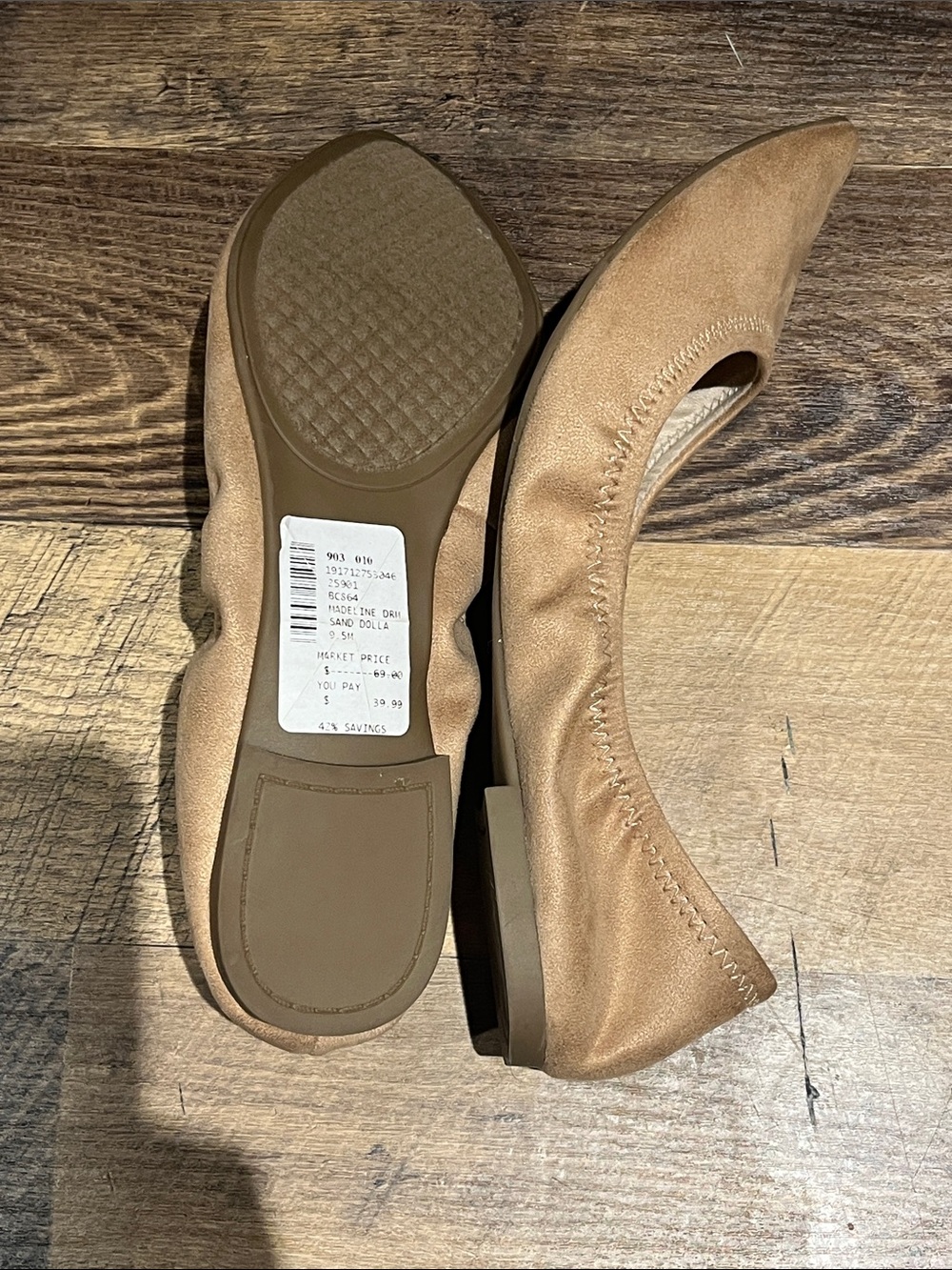 BCBGeneration Women's Tan Suede Pointed Ballet Flats - Picture 3 of 7